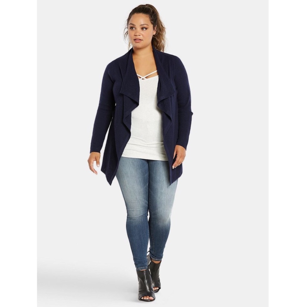 Torrid Navy Long Sleeve Open Drape Cardigan